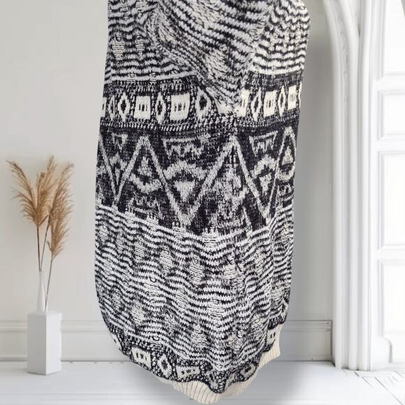 Vintage Mondo Italy Sweater M 50 Black Cream Geometric Knit Pullover Cotton - Picture 7 of 12